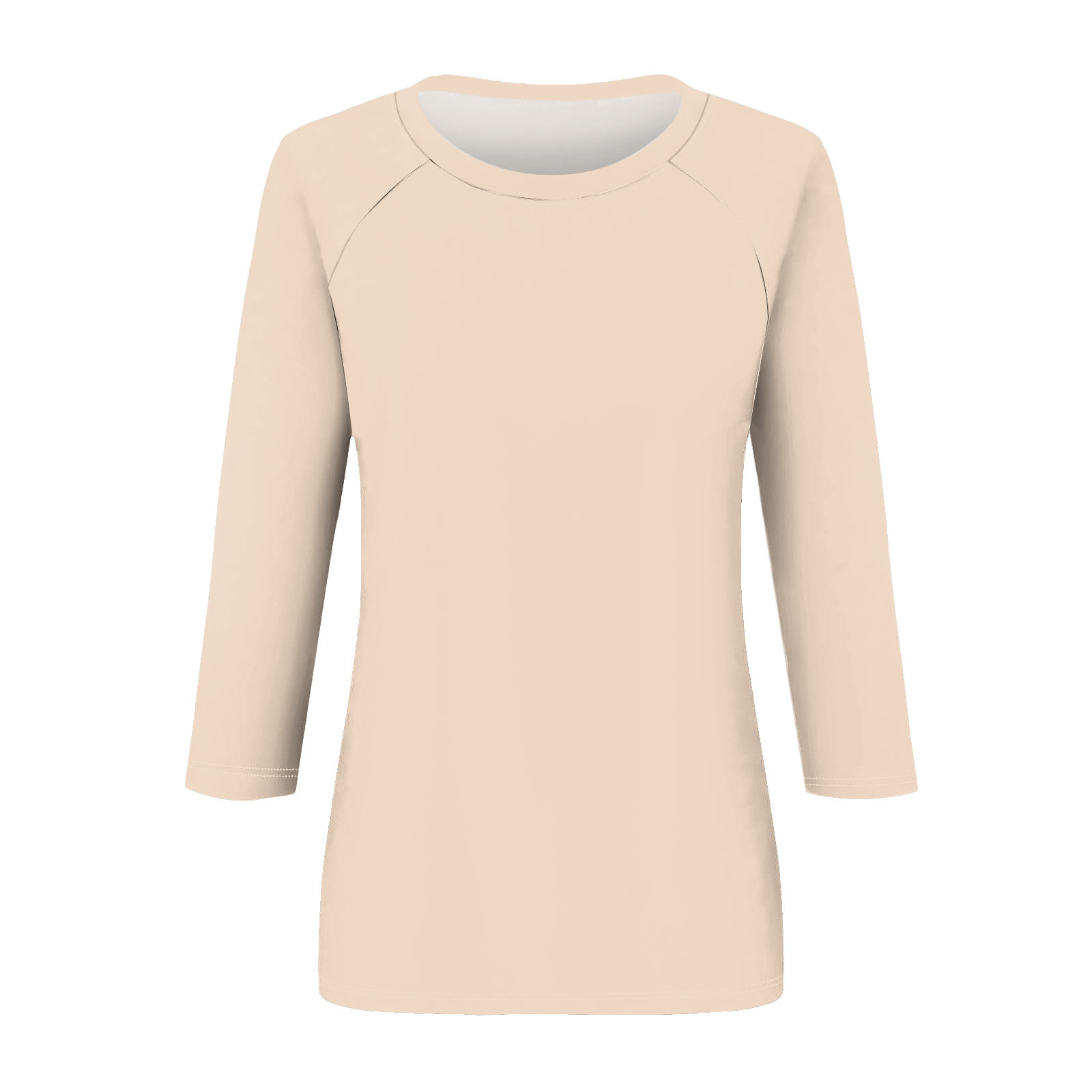 thumbnail image 4 of Camisa raglán informal de manga 3/4 para mujer, cuello redondo, poliéster, color liso, estilo informal y moderno, tallas S-XXL, 4 of 5